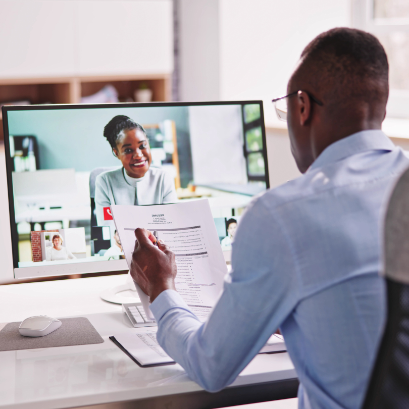 job seeker interviewing over zoom